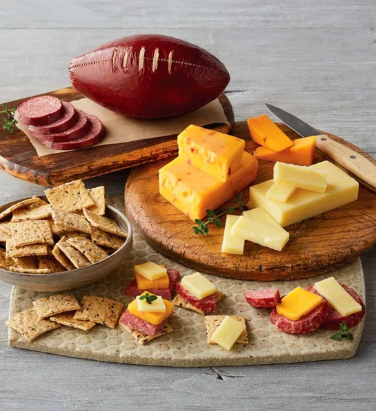 Sweetest Day gifts with a meat and cheese selection.