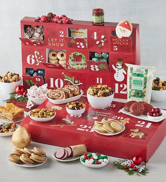 Advent calendar with Harry & David products.