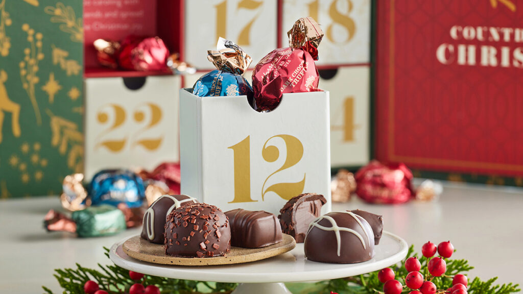 Advent calendar chocolates on a plate.