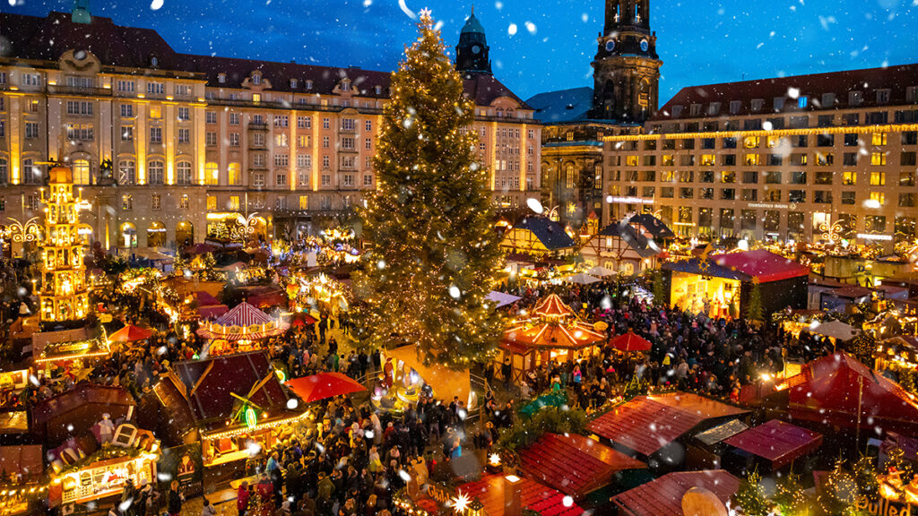 Mulled wine with a Christmas market in Germany.
