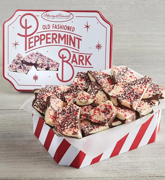 Stocking stuffer ideas with a tin of peppermint bark