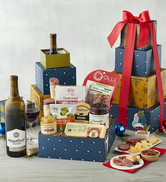 last minute gift ideas deluxe stacked present wine tower