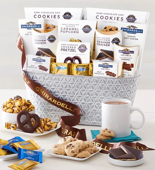 white elephant gift ideas ghirardelli basket