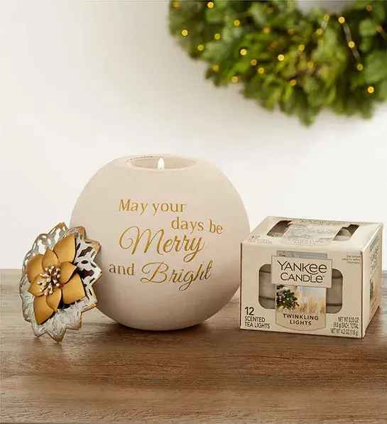 White elephant gift ideas with an engraved candle holder.