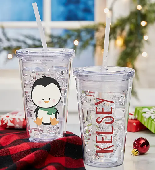 White elephant gift ideas with two personalized tumblr glasses.