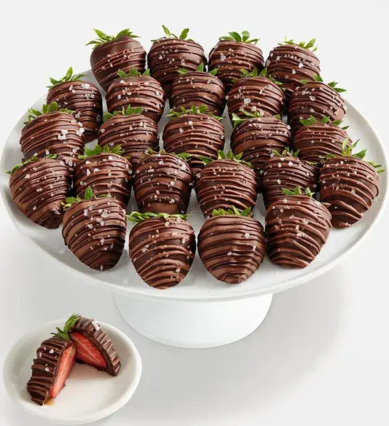 Best gifts with a platter of chocolate covered strawberries.