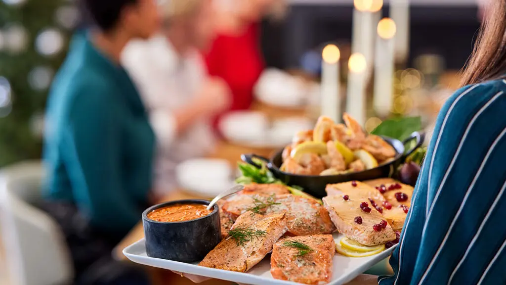 Multiple salmon recipes cooked on a platter.