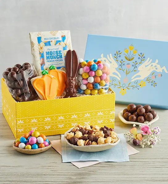 Box of Easter confection and other snacks.
