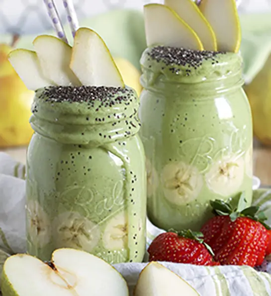 St. Patrick's Day food with two green smoothies.