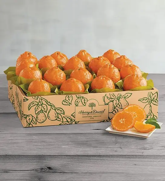 Gold Nugget mandarins in a Harry & David box.