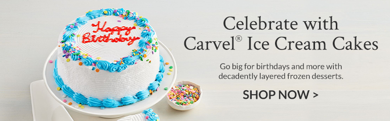 October birthday with a Carvel ice cream cake.