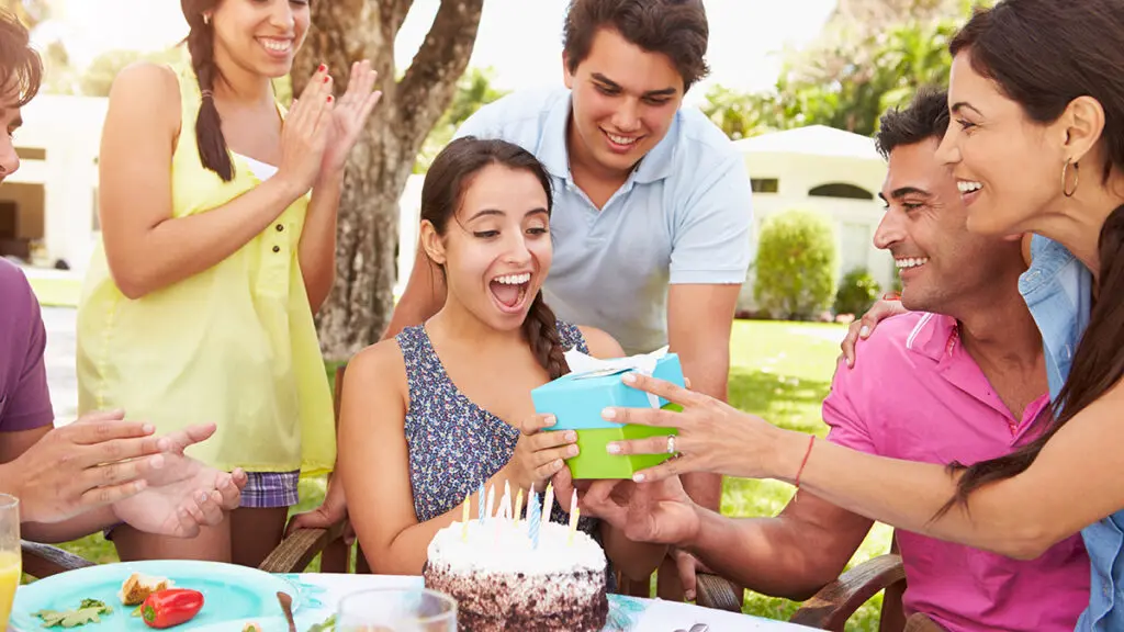 Summer birthday party outside.