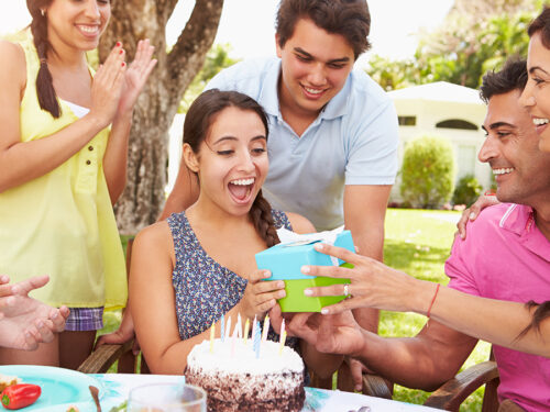 Summer birthday party outside.