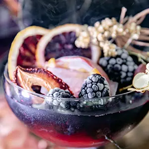 Black plum Halloween cocktail.
