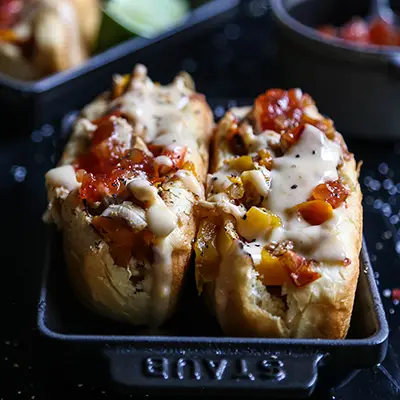 Game day recipes with two fajita subs.