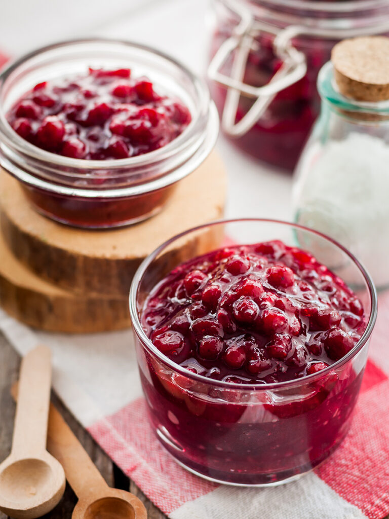 Cranberry relish in two jars.