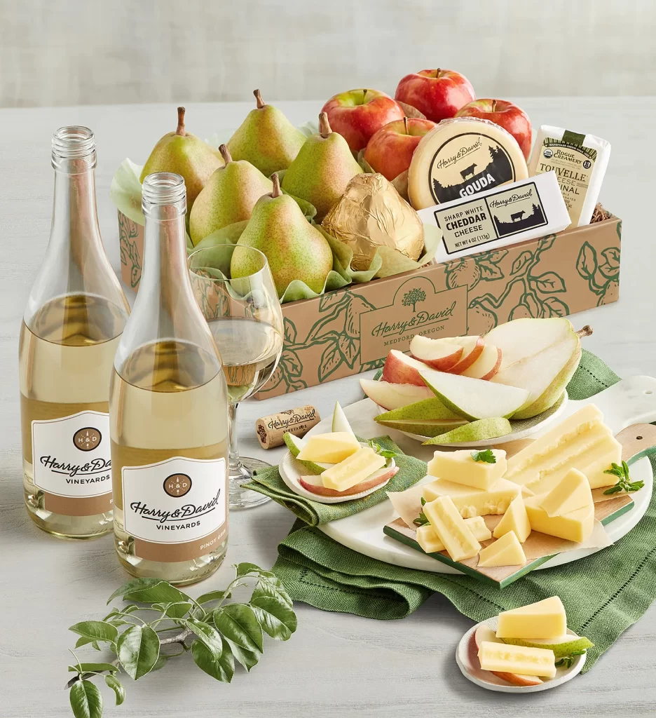 gifting matrix deluxe pears apples cheese wine gift