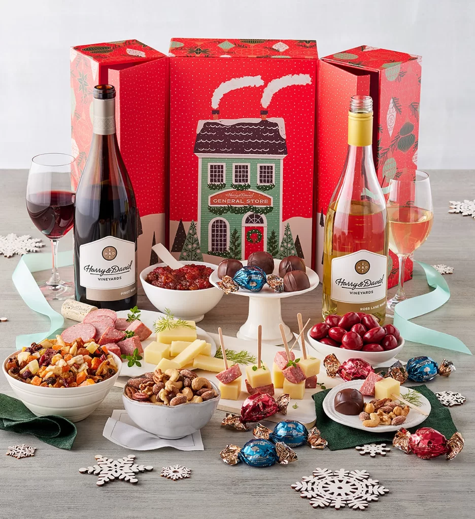 wine basket gift ideas sweet savory holiday gift box