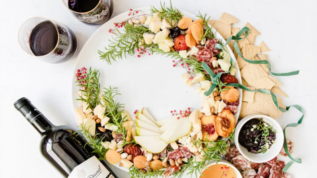 Ugly sweater party themed appetizer wreath.