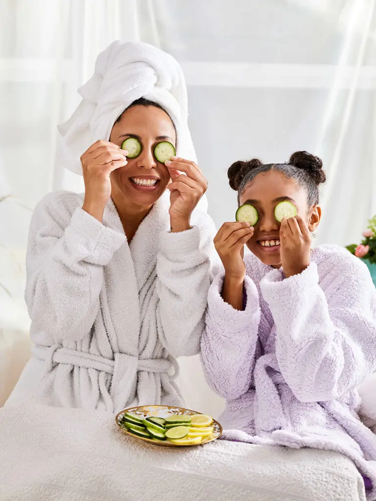 Spring break ideas with a mom and daughter doing a spa day.