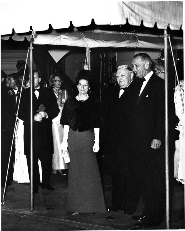 President Johnson and First Lady at a state dinner.
