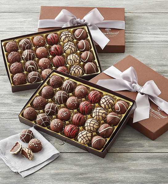 Dinner party ideas with two boxes of truffles.