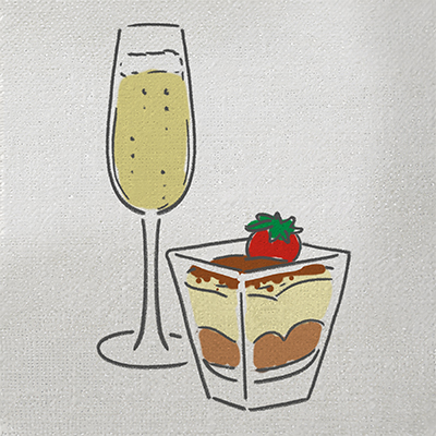 Eat like an Italian with a dish of tiramisu and a glass of sparkling wine.